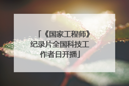 《国家工程师》纪录片全国科技工作者日开播