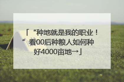 “种地就是我的职业！”看00后种粮人如何种好4000亩地→