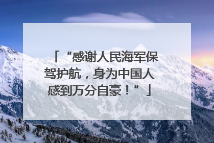 “感谢人民海军保驾护航，身为中国人感到万分自豪！”