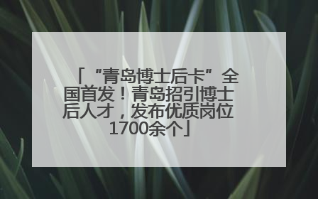 “青岛博士后卡”全国首发！青岛招引博士后人才，发布优质岗位1700余个