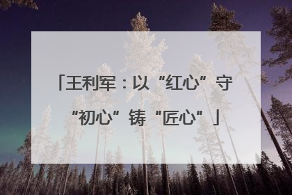 王利军：以“红心”守“初心”铸“匠心”