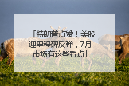 特朗普点赞！美股迎里程碑反弹，7月市场有这些看点