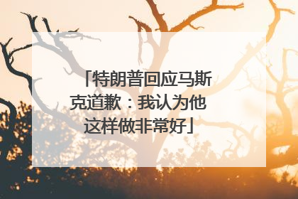 特朗普回应马斯克道歉：我认为他这样做非常好