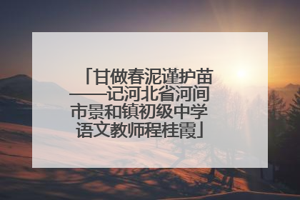 甘做春泥谨护苗——记河北省河间市景和镇初级中学语文教师程桂霞