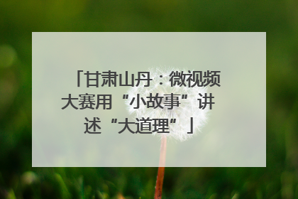 甘肃山丹：微视频大赛用“小故事”讲述“大道理”