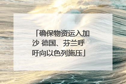 确保物资运入加沙 德国、芬兰呼吁向以色列施压