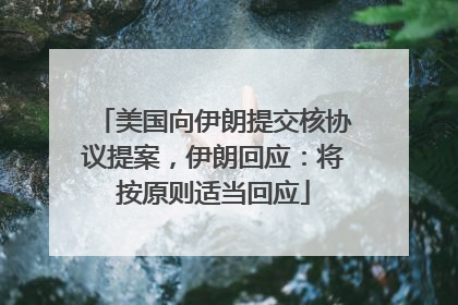 美国向伊朗提交核协议提案，伊朗回应：将按原则适当回应