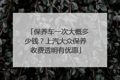 保养车一次大概多少钱？上汽大众保养收费透明有优惠