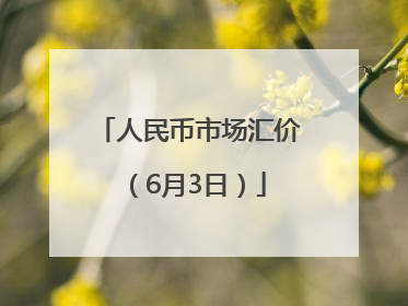 人民币市场汇价（6月3日）