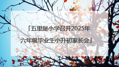 五里堡小学召开2025年六年级毕业生小升初家长会