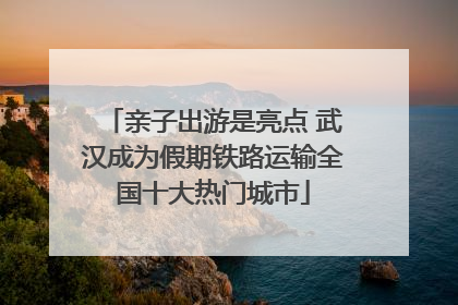 亲子出游是亮点 武汉成为假期铁路运输全国十大热门城市