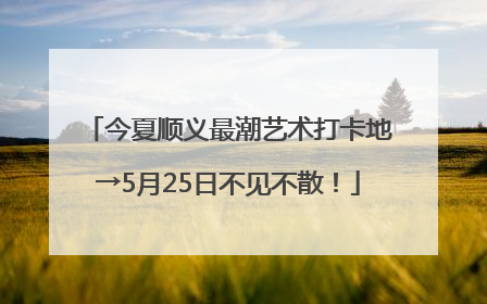 今夏顺义最潮艺术打卡地→5月25日不见不散！