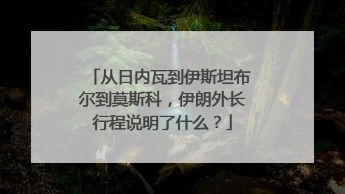 从日内瓦到伊斯坦布尔到莫斯科，伊朗外长行程说明了什么？
