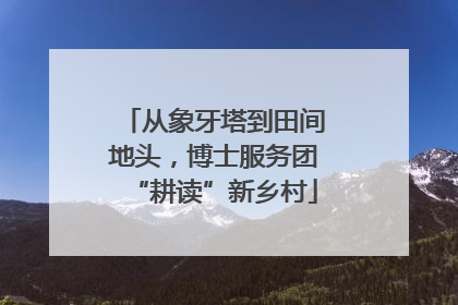 从象牙塔到田间地头，博士服务团“耕读”新乡村