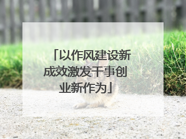 以作风建设新成效激发干事创业新作为