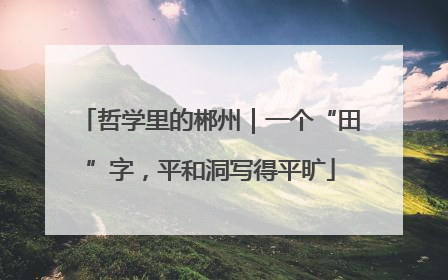 哲学里的郴州｜一个“田”字，平和洞写得平旷