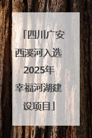 四川广安西溪河入选2025年幸福河湖建设项目