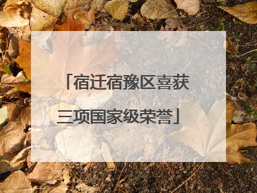宿迁宿豫区喜获三项国家级荣誉