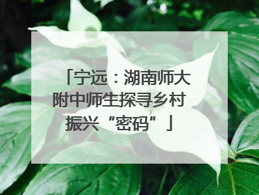 宁远：湖南师大附中师生探寻乡村振兴“密码”