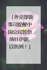 外交部领事司提醒中国公民暂勿前往伊朗、以色列！