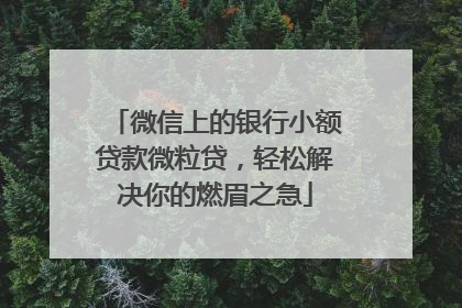 微信上的银行小额贷款微粒贷，轻松解决你的燃眉之急