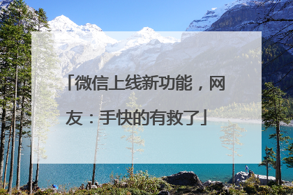 微信上线新功能，网友：手快的有救了