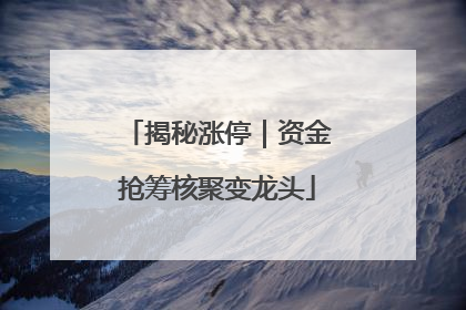 揭秘涨停｜资金抢筹核聚变龙头