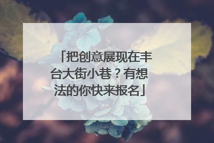 把创意展现在丰台大街小巷？有想法的你快来报名