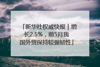 新华社权威快报｜增长2.5%，前5月我国外贸保持较强韧性
