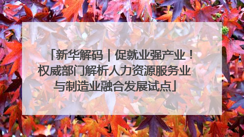 新华解码｜促就业强产业！权威部门解析人力资源服务业与制造业融合发展试点