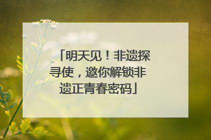 明天见！非遗探寻使，邀你解锁非遗正青春密码
