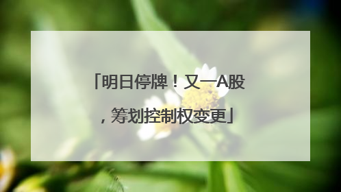明日停牌！又一A股，筹划控制权变更
