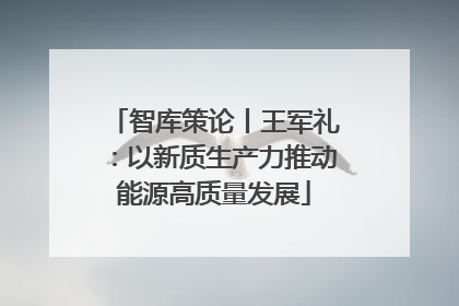 智库策论丨王军礼：以新质生产力推动能源高质量发展