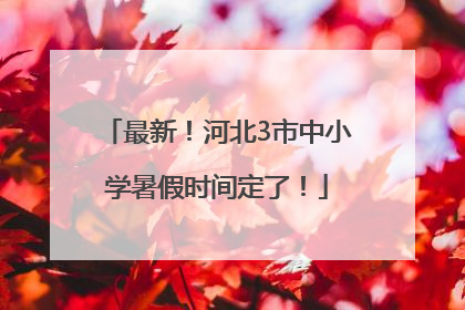最新！河北3市中小学暑假时间定了！