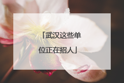 武汉这些单位正在招人
