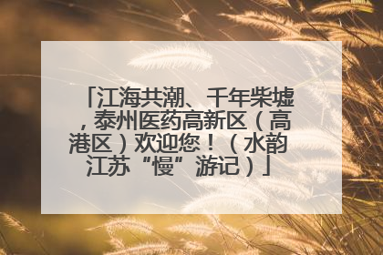江海共潮、千年柴墟，泰州医药高新区（高港区）欢迎您！（水韵江苏“慢”游记）