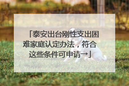 泰安出台刚性支出困难家庭认定办法，符合这些条件可申请→