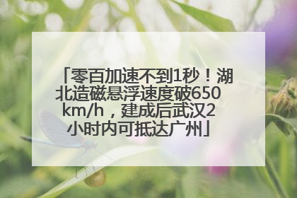 零百加速不到1秒!湖北造磁悬浮速度破650km/h,建成后武汉2小时内可抵达广州