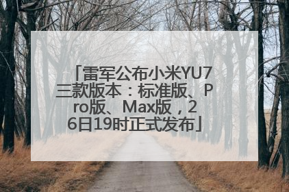 雷军公布小米YU7三款版本：标准版、Pro版、Max版，26日19时正式发布