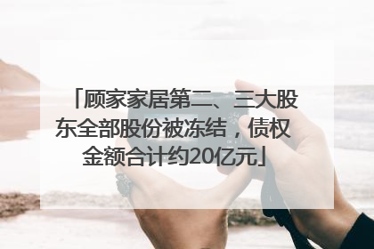 顾家家居第二、三大股东全部股份被冻结，债权金额合计约20亿元