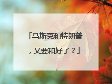 马斯克和特朗普，又要和好了？