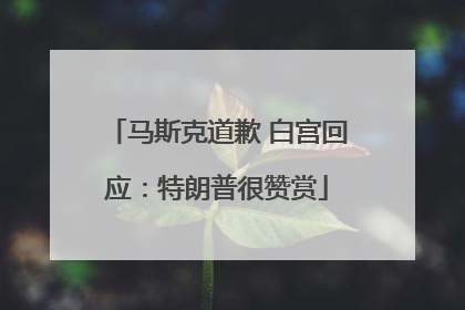 马斯克道歉 白宫回应：特朗普很赞赏