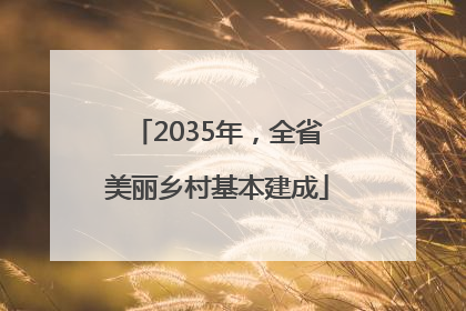 2035年，全省美丽乡村基本建成